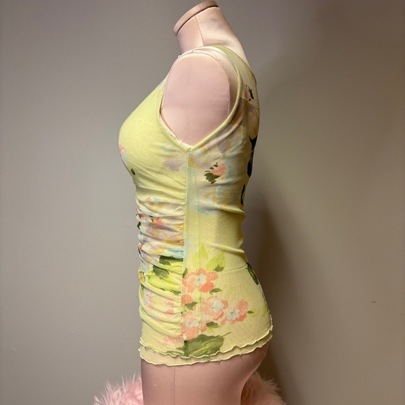 Armani Collezioni Spring Yellow/Green Floral Mesh Tank Top in size 6 - Picture 5 of 6